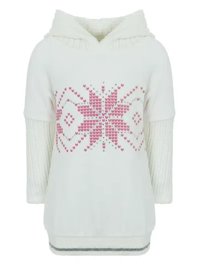 Lapin House Hooded Embellished Dress In White