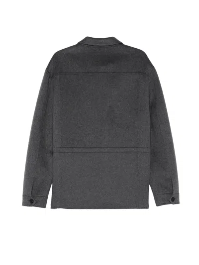 Greyed Buttoned Flap-pocket Shirt Jacket In Gray