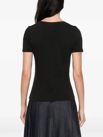 Chloé Women Black Crewneck T-shirt With Maxi Logo Print On The Front In Cotton Woman In Black