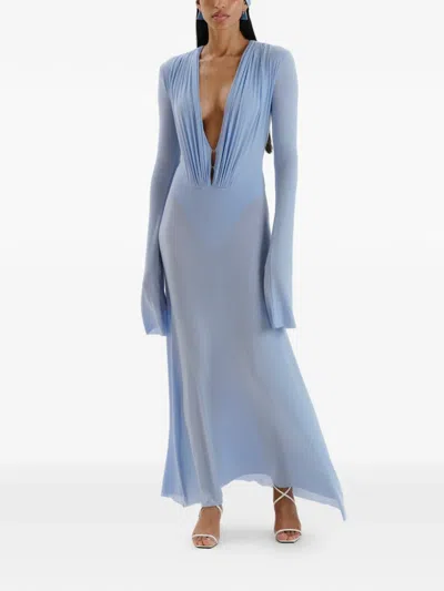 Manurí Suki Long-sleeve Draped Dress In Black