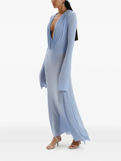 Manurí Suki Long-sleeve Draped Dress In Black