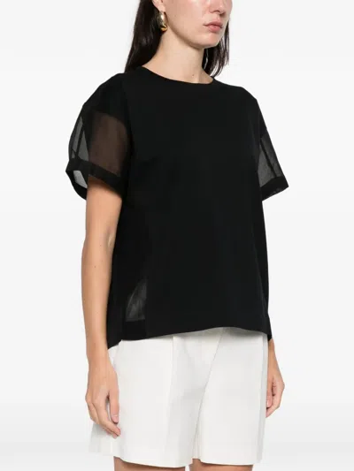 Brunello Cucinelli Semi-sheer Panel Round Neck T-shirt In Black
