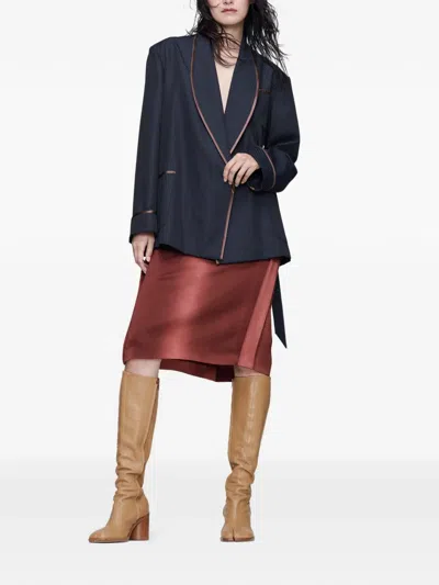 Maison Margiela Belted Blazer In Blue