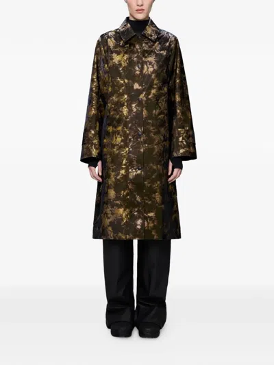 Rains Patterned Single-breasted Coat In Brown