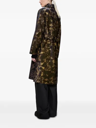 Rains Patterned Single-breasted Coat In Brown