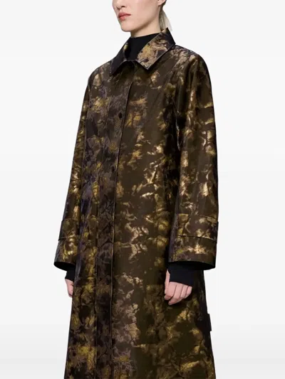 Rains Patterned Single-breasted Coat In Brown
