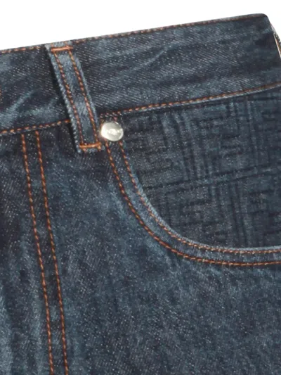Fendi Women Blue Shorts With Logo Patch On The Rear In Denim Woman In Multi