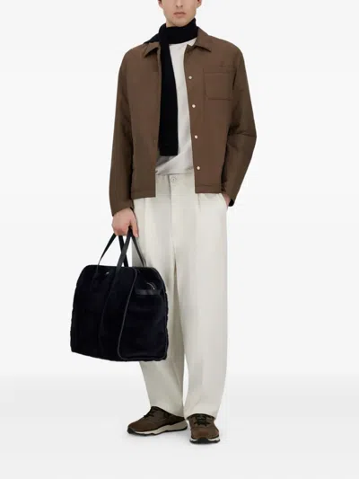 Herno Shacket In Crinkle Nylon In Brown