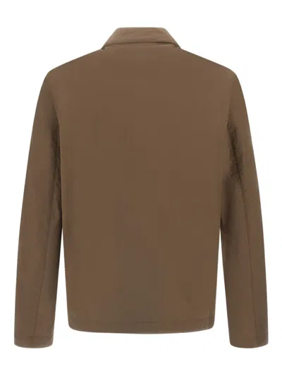 Herno Shacket In Crinkle Nylon In Brown