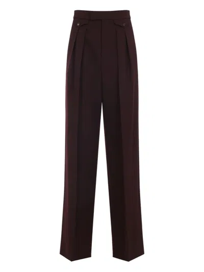 Chloé Suits Pant With Waist Pleats Trousers Bordeaux In Burgundy