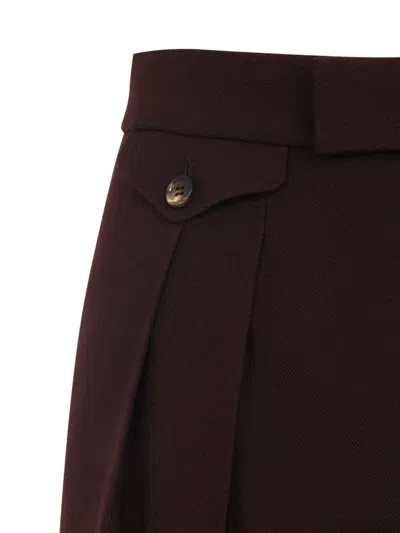 Chloé Suits Pant With Waist Pleats Trousers Bordeaux In Burgundy