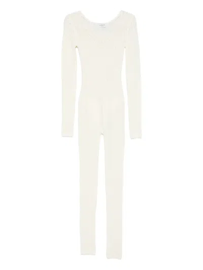 Laneus Long-sleeve Knitted Jumpsuit In Neutral