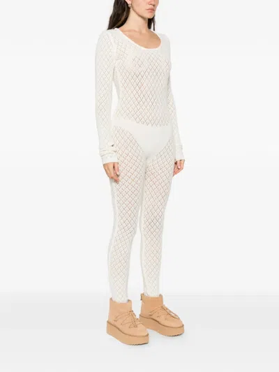 Laneus Long-sleeve Knitted Jumpsuit In Neutral