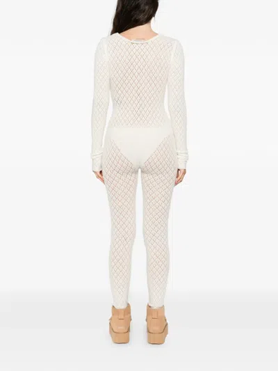 Laneus Long-sleeve Knitted Jumpsuit In Neutral