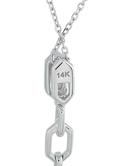 Pre-owned Lb Exclusive 14k White Gold Diamond Pendant Necklace In Silver