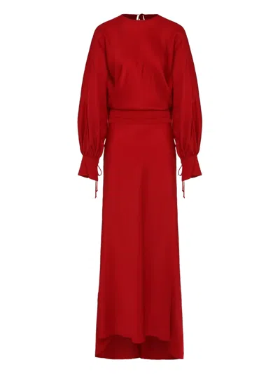 Les Filles D'eva Crew Neck Maxi Dress In Red