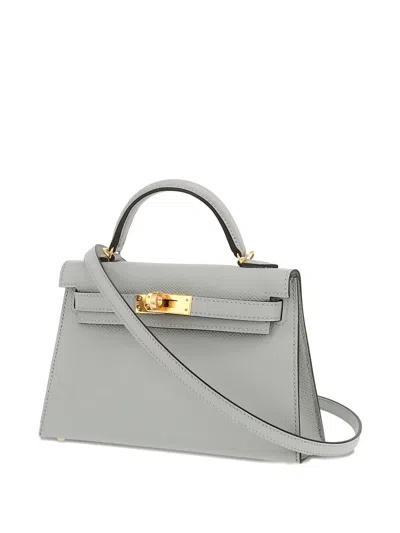 Pre-owned Hermes 2025 Kelly 20 Epsom Leather Tote Bag In Blue