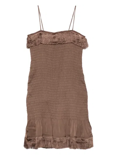 By Malene Birger Valia Fringed Mini Dress In Brown