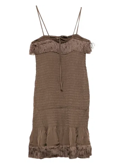 By Malene Birger Valia Fringed Mini Dress In Brown