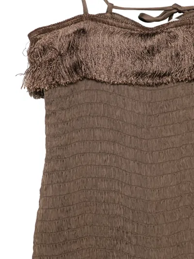 By Malene Birger Valia Fringed Mini Dress In Brown