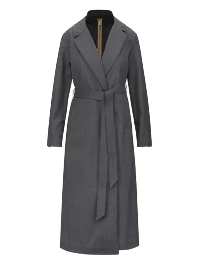K-way Jorance Belted Coat In Gray