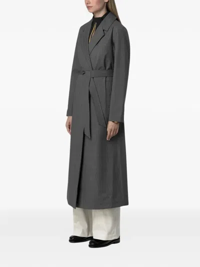 K-way Jorance Belted Coat In Gray