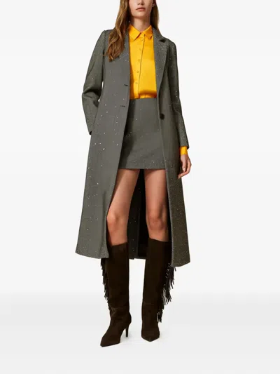 Twinset Bishop-sleeve Polka-dot Shirt In Yellow