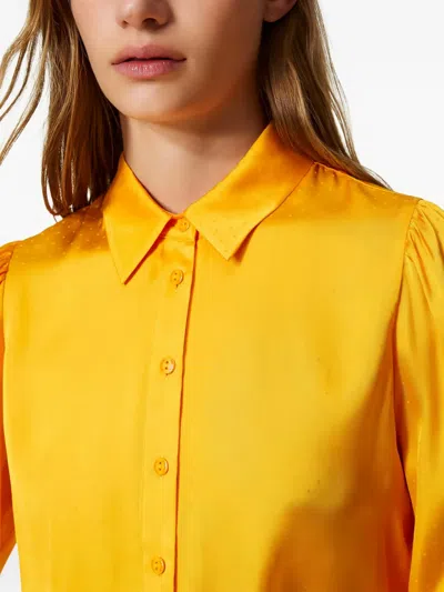 Twinset Bishop-sleeve Polka-dot Shirt In Yellow