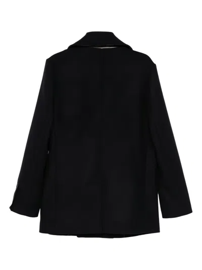 Sealup Buttoned Coat In Black