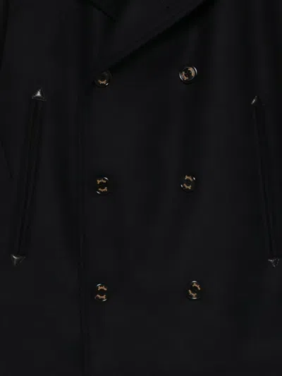 Sealup Buttoned Coat In Black