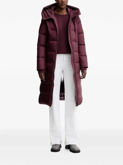 Marc O'polo Hooded Zip Coat In Burgundy