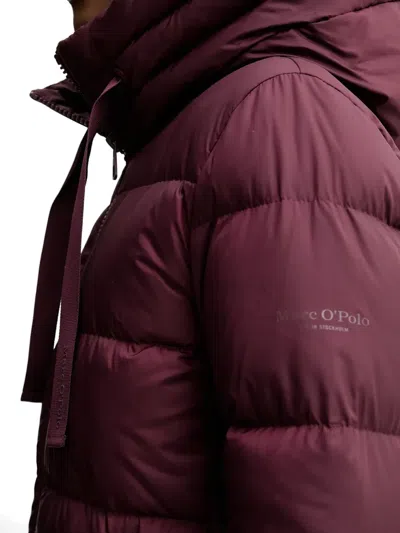 Marc O'polo Hooded Zip Coat In Burgundy