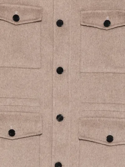 Greyed Buttoned Shirt Jacket In Neutral