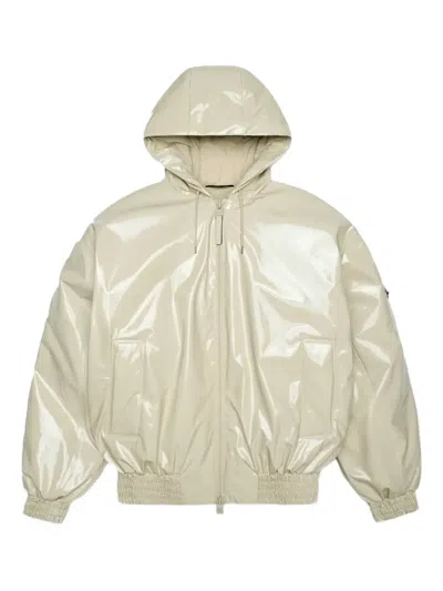 Rains Zipped Hooded Jacket In White