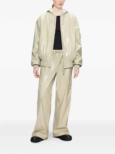 Rains Zipped Hooded Jacket In White