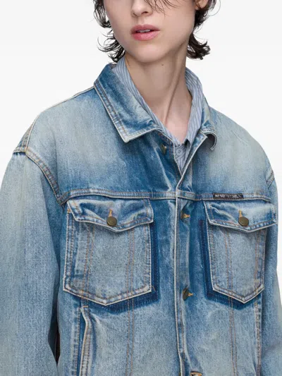 Maison Margiela Frayed Denim Jacket In Blue