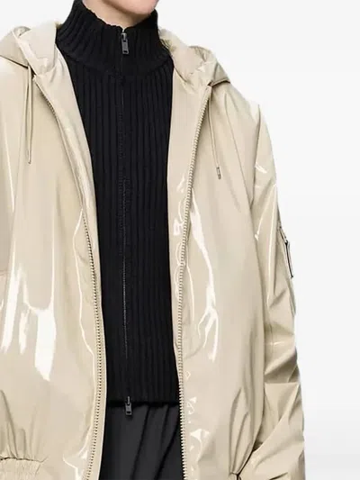 Rains Zipped Hooded Jacket In White