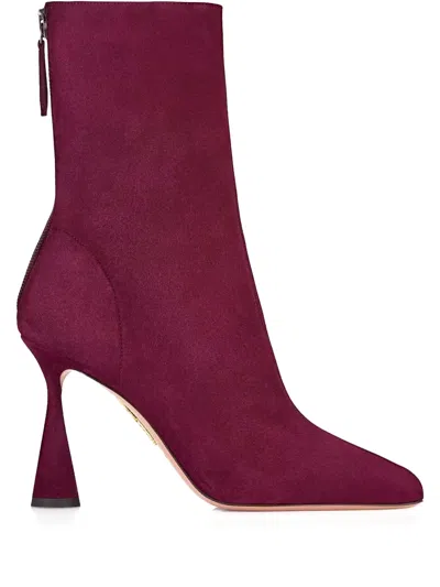 Aquazzura 95mm Amore Zip-fastening Heeled Boots In Purple