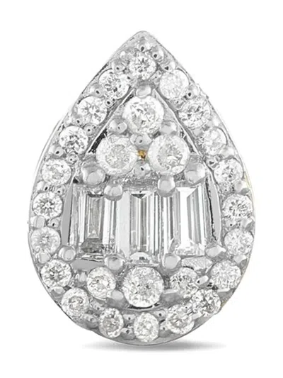 Pre-owned Lb Exclusive 14k White Gold Diamond Tear-shaped Earrings In Silver