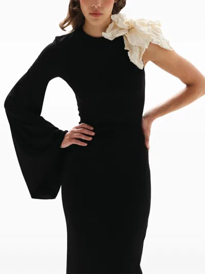 Manurí Dina Darling One-shoulder Maxi Dress In Black