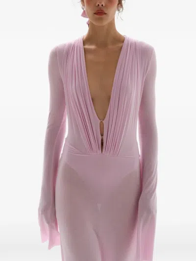 Manurí Suki Draped Long Dress In Pink