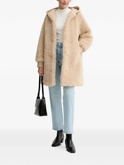 Marc O'polo Teddy-texture Hooded Coat In Brown