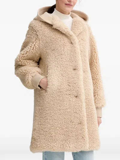 Marc O'polo Teddy-texture Hooded Coat In Brown