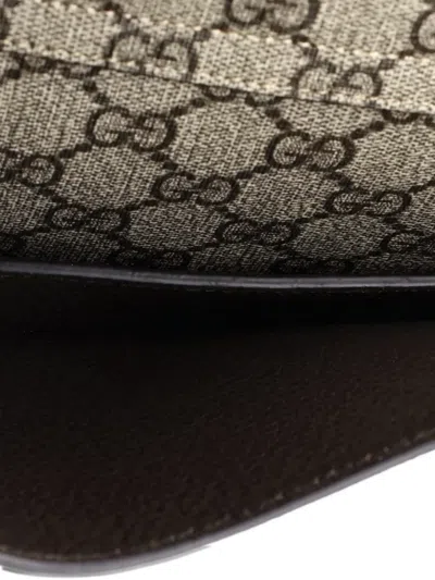 Pre-owned Gucci Blondie Flap Pocket Gg Coated Canvas Belt Bag In Brown