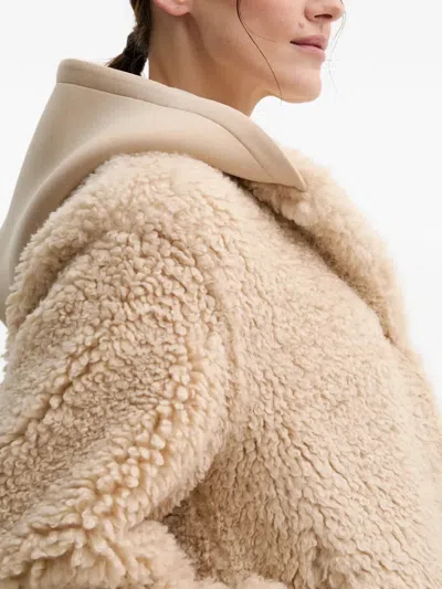 Marc O'polo Teddy-texture Hooded Coat In Brown