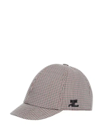 Courrèges Houndstooth Logo Cap In Brown