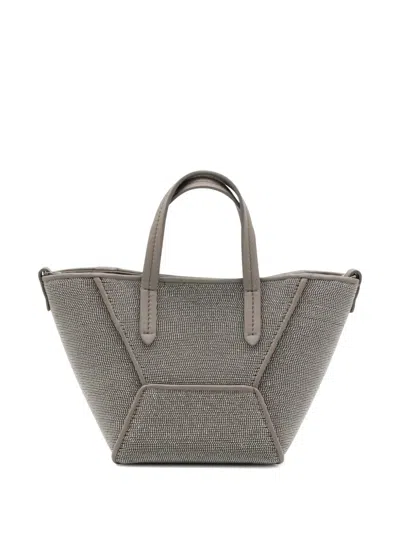 Brunello Cucinelli Embellished Tote Bag In Silver