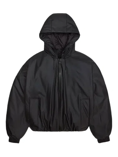 Rains Zipped Hooded Jacket In Black