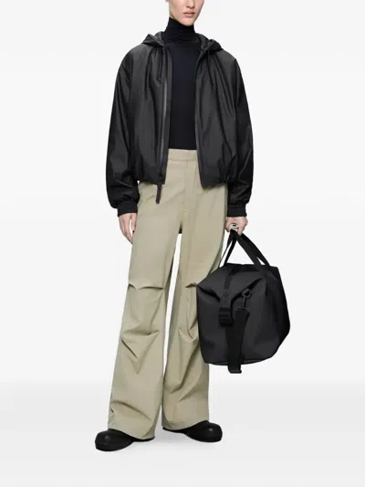 Rains Zipped Hooded Jacket In Black