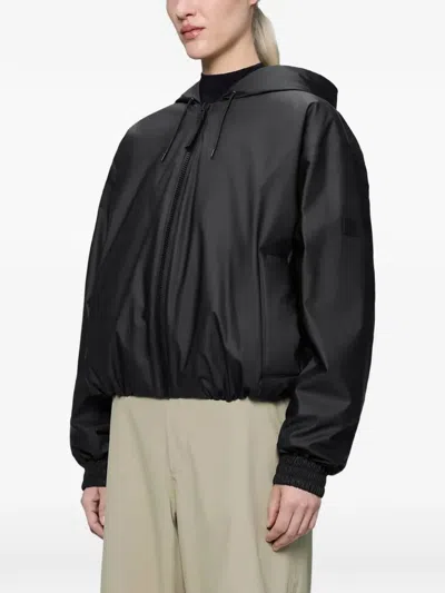 Rains Zipped Hooded Jacket In Black